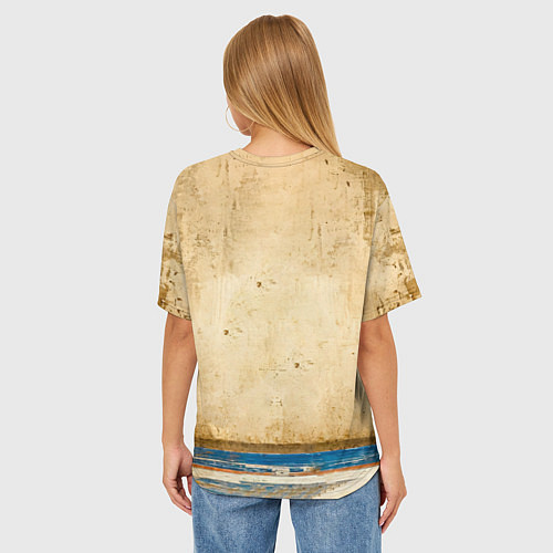 Женская футболка оверсайз Греко-римский борец на бежевом / 3D-принт – фото 4