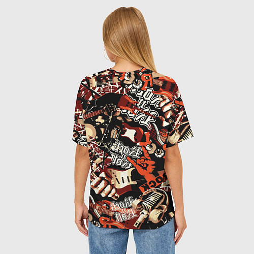 Женская футболка оверсайз Кукрыниксы на фоне электрогитар / 3D-принт – фото 4