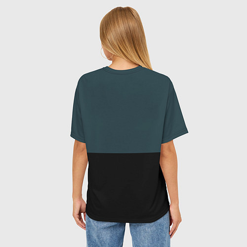 Женская футболка оверсайз Sport чёрно-синий с белым / 3D-принт – фото 4