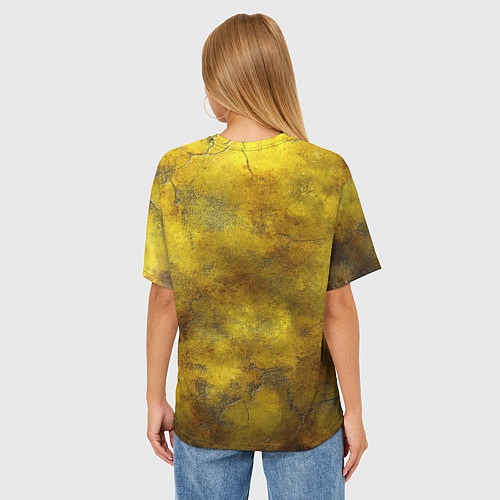 Женская футболка оверсайз Золотая ржавая текстура / 3D-принт – фото 4