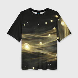 Футболка оверсайз женская Золотистый свет на черной текстуре, цвет: 3D-принт