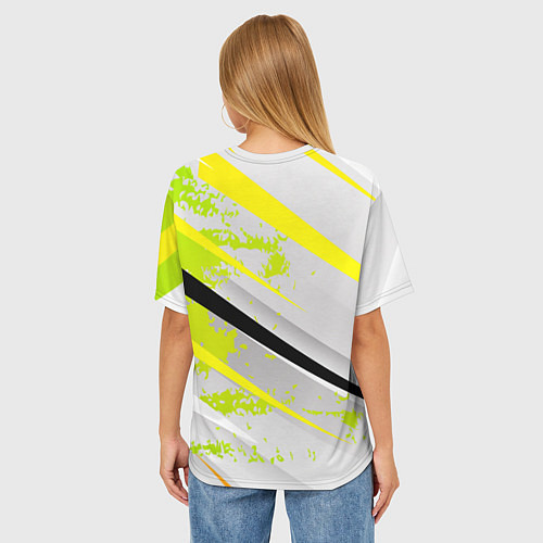 Женская футболка оверсайз Color white light green / 3D-принт – фото 4