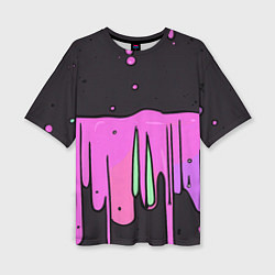 Футболка оверсайз женская Фиолетовая текстура на черном фоне, цвет: 3D-принт