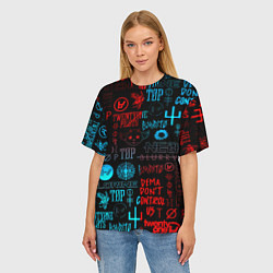 Футболка оверсайз женская Twenty one pilots rock pattern, цвет: 3D-принт — фото 2
