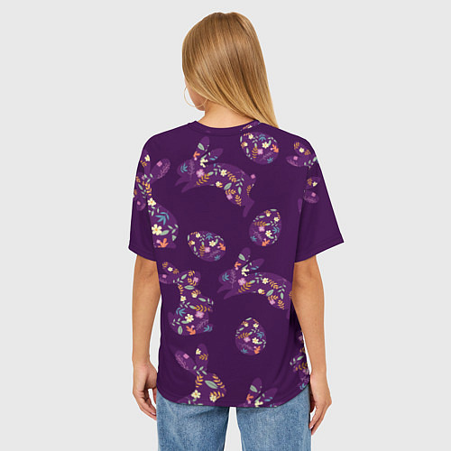 Женская футболка оверсайз Кролики и яйца / 3D-принт – фото 4