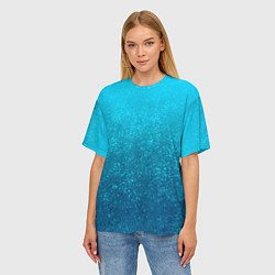 Футболка оверсайз женская Лазурный голубой текстурный градиент, цвет: 3D-принт — фото 2