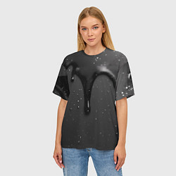 Футболка оверсайз женская Черная текстура - хром, цвет: 3D-принт — фото 2