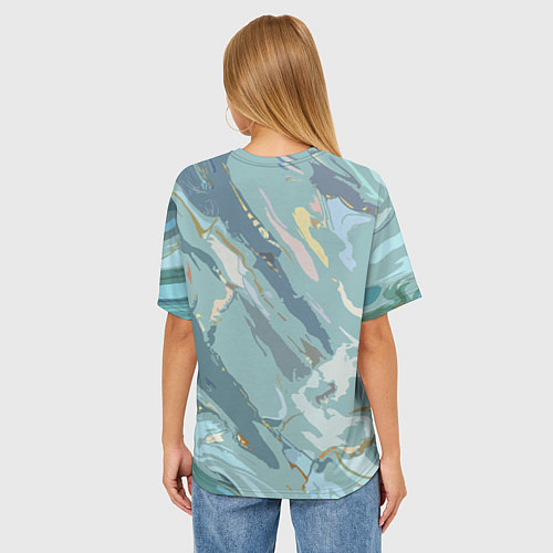 Женская футболка оверсайз Холодный голубой абстракция / 3D-принт – фото 4