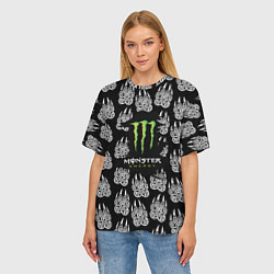 Футболка оверсайз женская Monster energy медвежьи лапы, цвет: 3D-принт — фото 2
