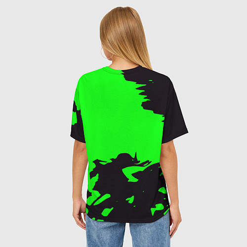 Женская футболка оверсайз Portal черный дым / 3D-принт – фото 4