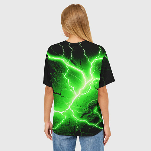 Женская футболка оверсайз Color green black / 3D-принт – фото 4