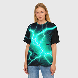 Футболка оверсайз женская Color light blue black, цвет: 3D-принт — фото 2