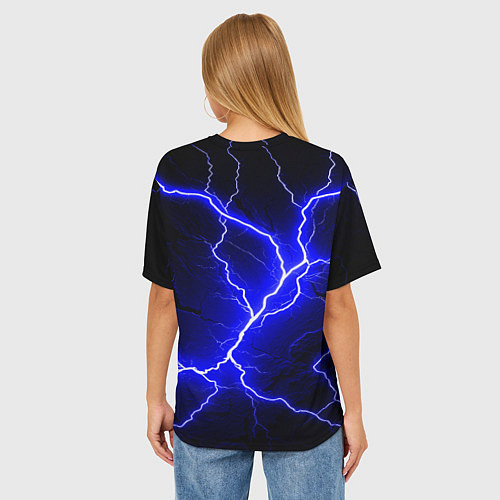 Женская футболка оверсайз Color blue black / 3D-принт – фото 4