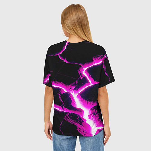 Женская футболка оверсайз Color pink black / 3D-принт – фото 4