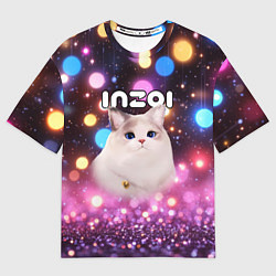 Женская футболка оверсайз Inzoi кошечка и логотип