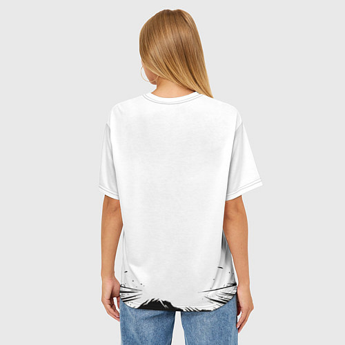 Женская футболка оверсайз Велосипедист чб / 3D-принт – фото 4