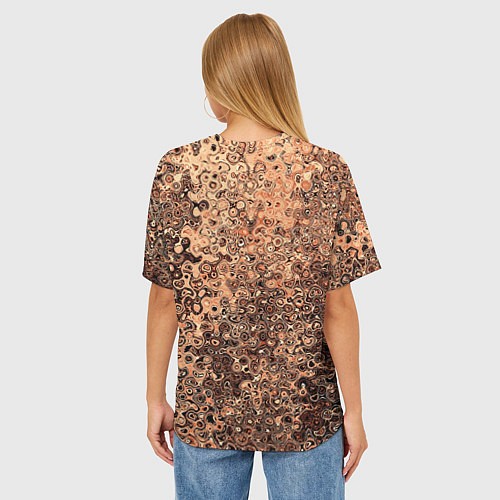 Женская футболка оверсайз Светлый коричневый абстрактная текстура / 3D-принт – фото 4