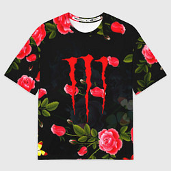 Женская футболка оверсайз Monster energy rose steel
