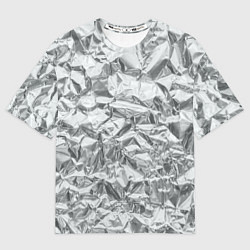 Женская футболка оверсайз Серебряная фольга - мятая текстура