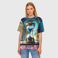 Футболка оверсайз женская Абстрактные песочные часы с синим песком, цвет: 3D-принт — фото 2