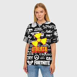 Футболка оверсайз женская Сталкер все логотипы игр, цвет: 3D-принт — фото 2