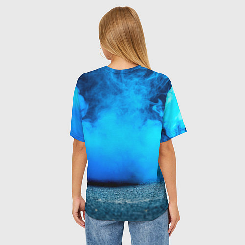 Женская футболка оверсайз Гандбольный мяч синий дым / 3D-принт – фото 4