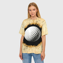 Футболка оверсайз женская Мяч для гольфа на бежевом, цвет: 3D-принт — фото 2