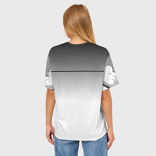 Женская футболка оверсайз Турникмен в чб / 3D-принт – фото 4