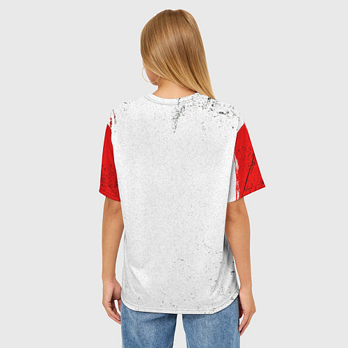 Женская футболка оверсайз Спринтер в красно-белом / 3D-принт – фото 4
