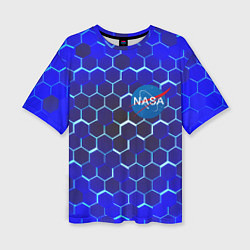 Футболка оверсайз женская Nasa голубая броня, цвет: 3D-принт
