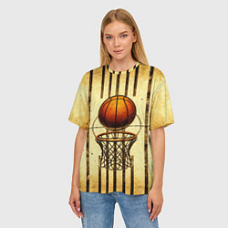 Футболка оверсайз женская Кольцо с баскетбольным мячом, цвет: 3D-принт — фото 2