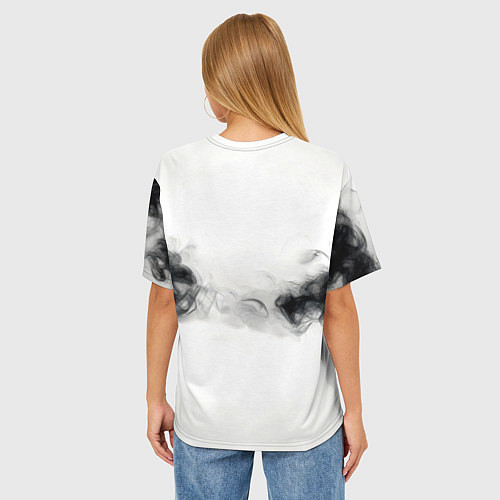 Женская футболка оверсайз Теннисный мяч и черный дым / 3D-принт – фото 4