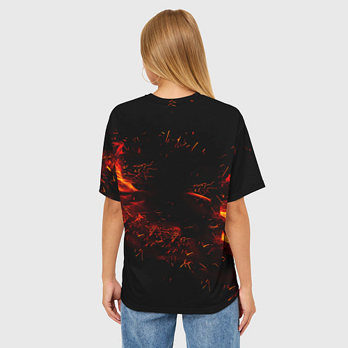 Женская футболка оверсайз Теннисный мяч в огне / 3D-принт – фото 4
