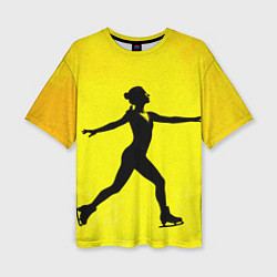 Женская футболка оверсайз Фигуристка на желтом