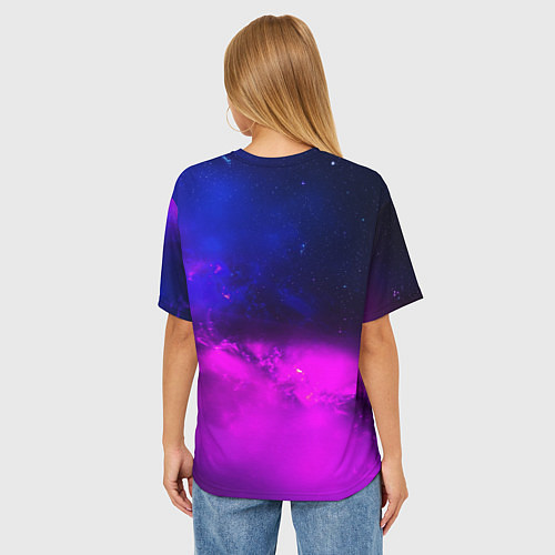 Женская футболка оверсайз Космонавт среди облаков / 3D-принт – фото 4