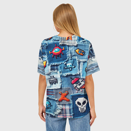 Женская футболка оверсайз Пиксельный космос / 3D-принт – фото 4