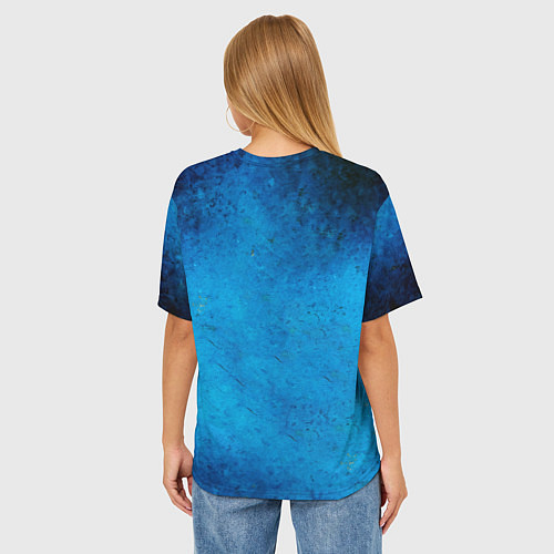 Женская футболка оверсайз Мяч для регби на синем / 3D-принт – фото 4
