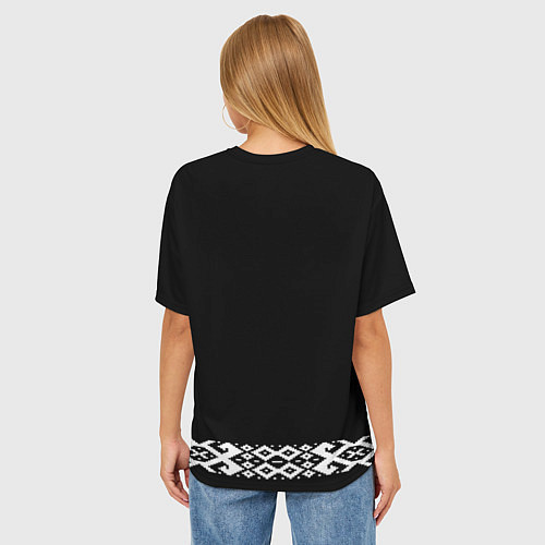 Женская футболка оверсайз Славянский орнамент и узор на черном - вышиванка р / 3D-принт – фото 4