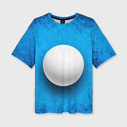 Футболка оверсайз женская Мяч для пинг понга на синем, цвет: 3D-принт