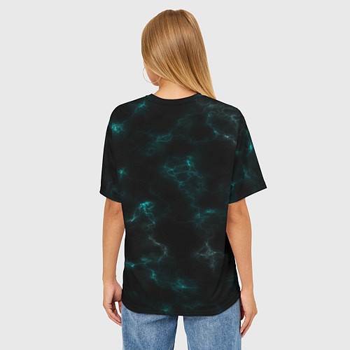 Женская футболка оверсайз Color black turquoise / 3D-принт – фото 4