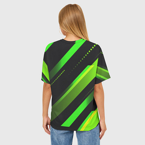 Женская футболка оверсайз Color black green / 3D-принт – фото 4
