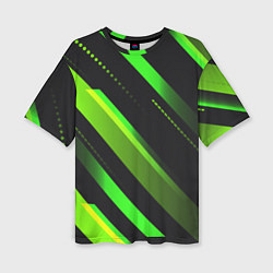 Женская футболка оверсайз Color black green