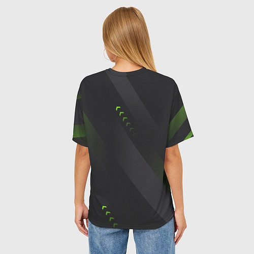 Женская футболка оверсайз Color black green / 3D-принт – фото 4