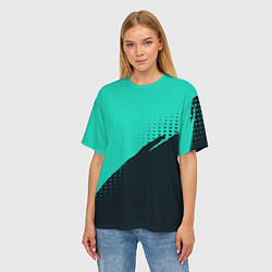 Футболка оверсайз женская Color black light blue, цвет: 3D-принт — фото 2
