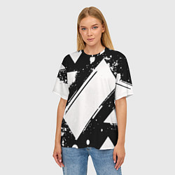 Футболка оверсайз женская Color black white, цвет: 3D-принт — фото 2