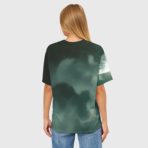Женская футболка оверсайз Скелет космонавта в космосе / 3D-принт – фото 4