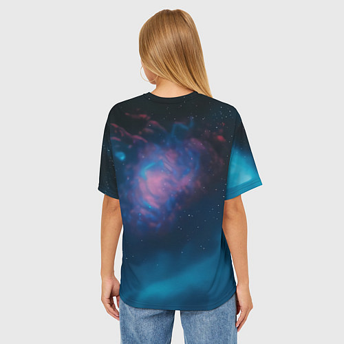 Женская футболка оверсайз Скелет американского космонавта / 3D-принт – фото 4