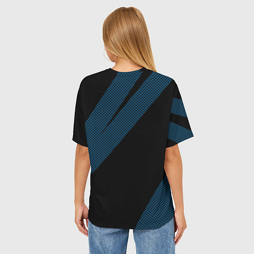 Женская футболка оверсайз Haval sport чёрно-синий с полосой / 3D-принт – фото 4