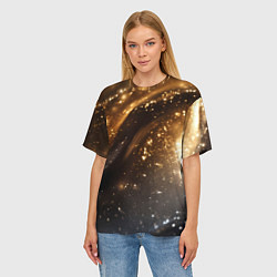 Футболка оверсайз женская Блестящая текстура кофейного цвета, цвет: 3D-принт — фото 2