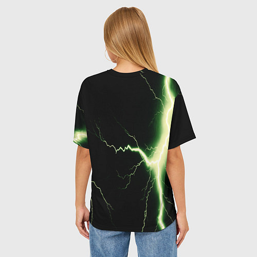 Женская футболка оверсайз Lightning yellow текстура / 3D-принт – фото 4